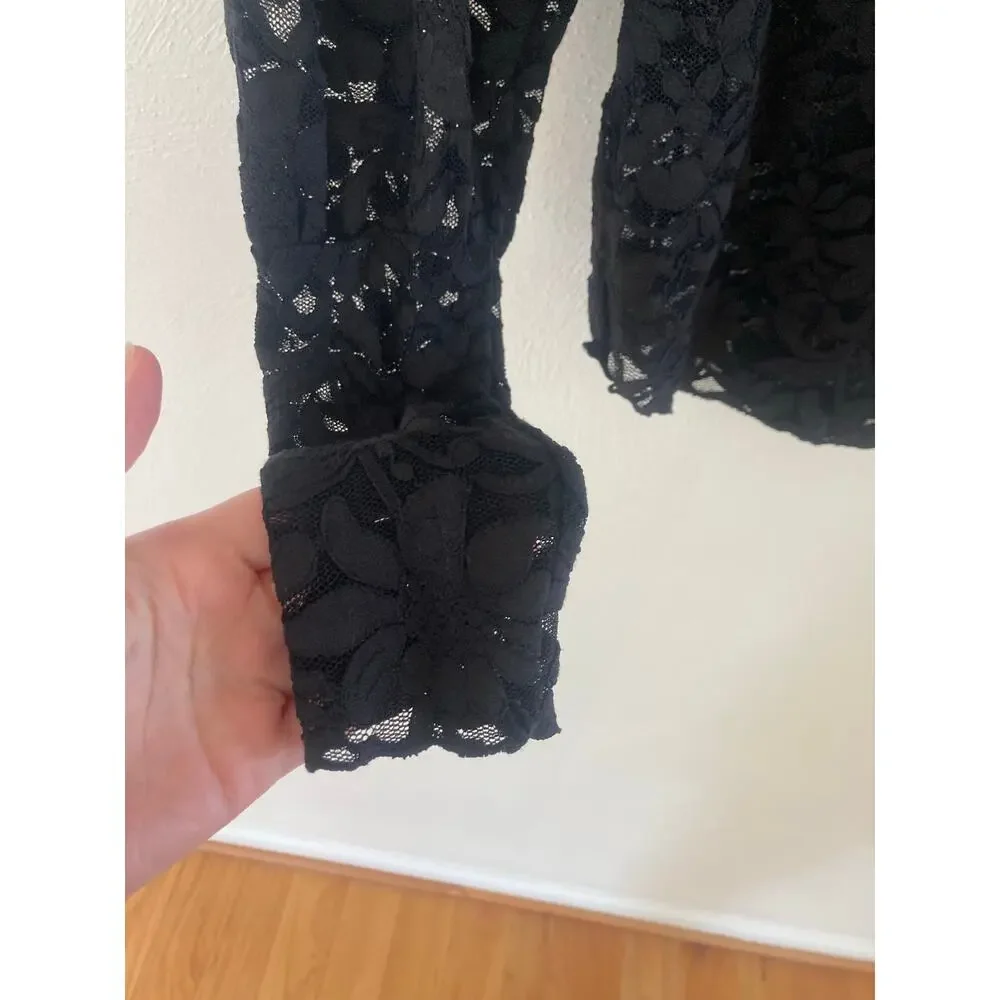 Free People Intimately Long Distance Layering Top S Lace Floral Square Neck